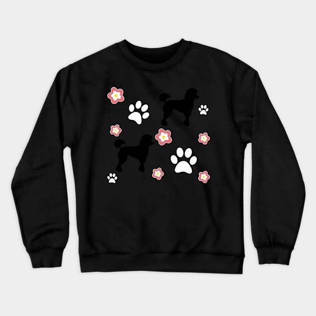 Black Poodle Dog Gifts, on Blue Crewneck Sweatshirt by 3QuartersToday